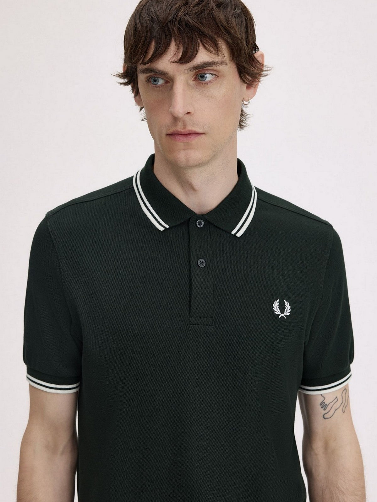 FRED PERRY Polo Uomo FP TWIN TIPPED FRED PERRY SHIRT FP-M3600P-57 T50 NIGHTGREEN/SNWHT