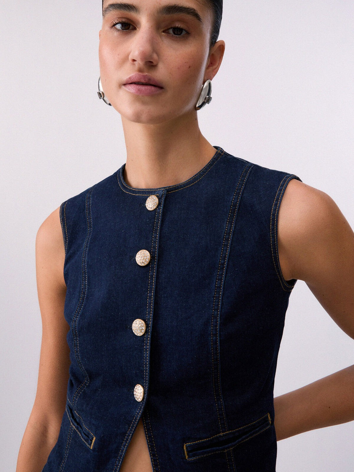 LIU JO BLUE DENIM Gilet Donna  UA6345D4925 77000 NORMAL WASH