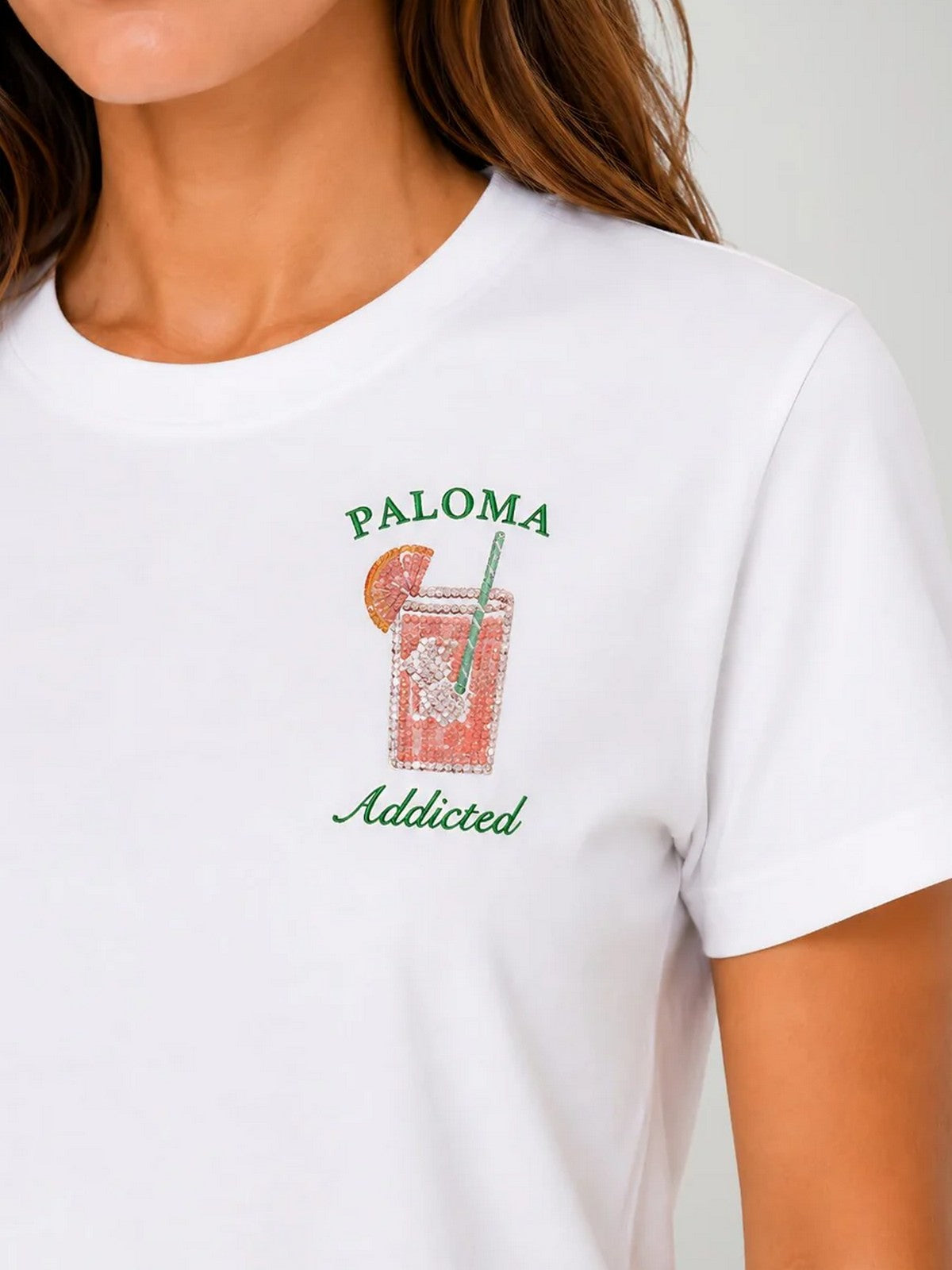 MC2 SAINT BARTH T-shirt Donna  EMILIE 01218L PALOMA ADDICTED 01N STRASS EMB