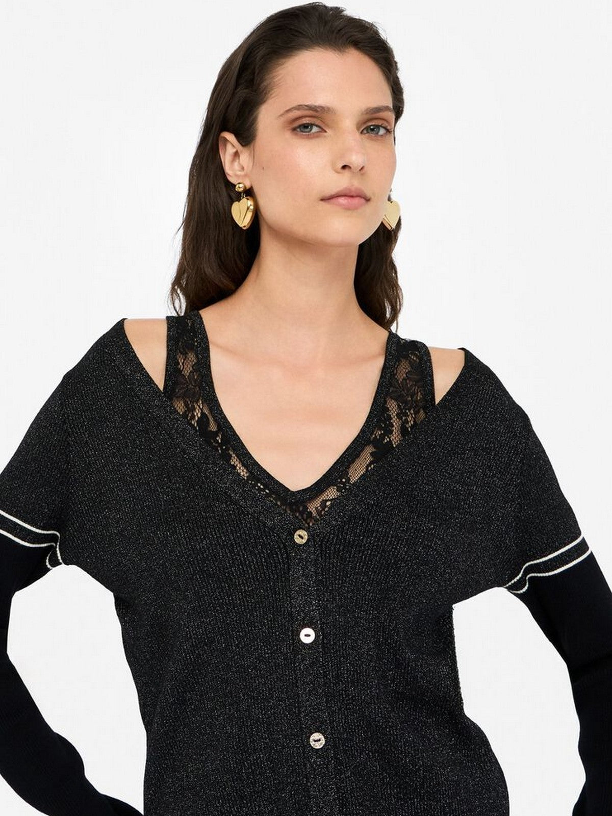 LIU JO SPORT Cardigan Donna  TF5027MS49I A4348 Nero lux/lace nero