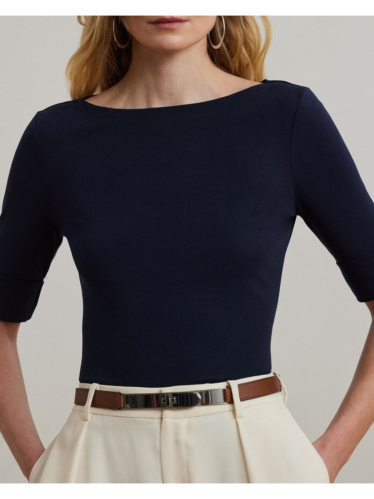 LAUREN RALPH LAUREN Maglia Donna JUDY-ELBOW SLEEVE-KNIT 200654963 079 LAUREN NAVY