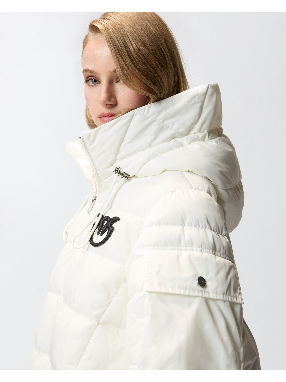 PINKO Piumino Donna CRUSCA CAPPA 105384-A2PE Z05 BIANCO-BIANCANEVE