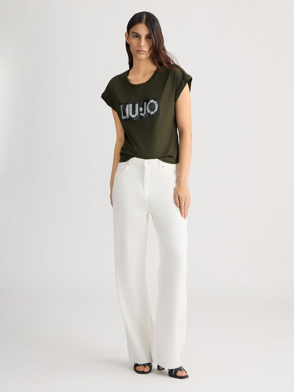 LIU JO BEACHWEAR T-shirt Donna  VA5151JS923 M9340 Lichene/strass bicol gioboutiqueweb