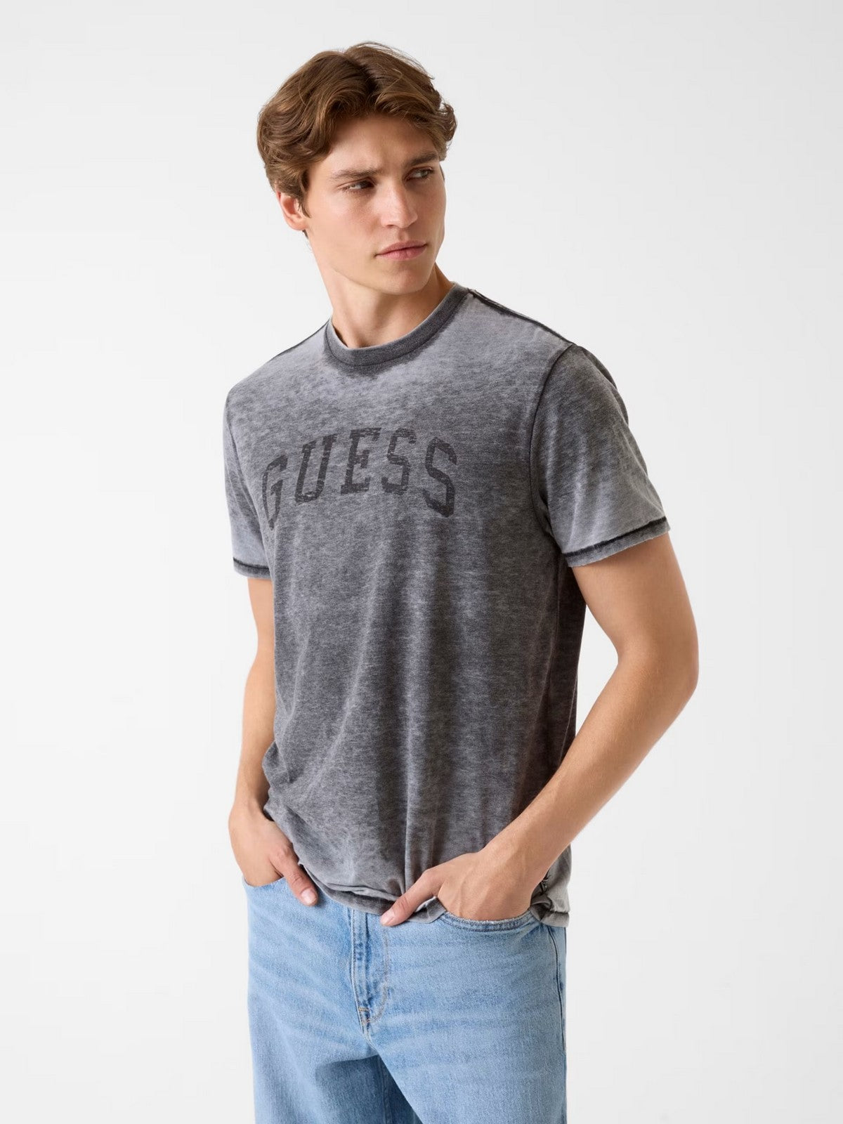 GUESS T-shirt Uomo SS BSC MARINE LOGO TEE M6RI11 KC4J0 JBLK Jet Black A996