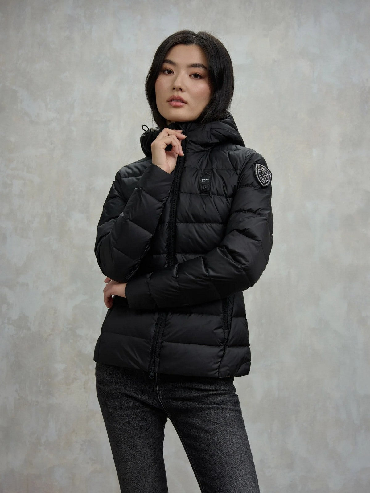 BLAUER Piumino Donna CHARME 25WBLDC03100 006047 999EI NERO interno BEIGE 301