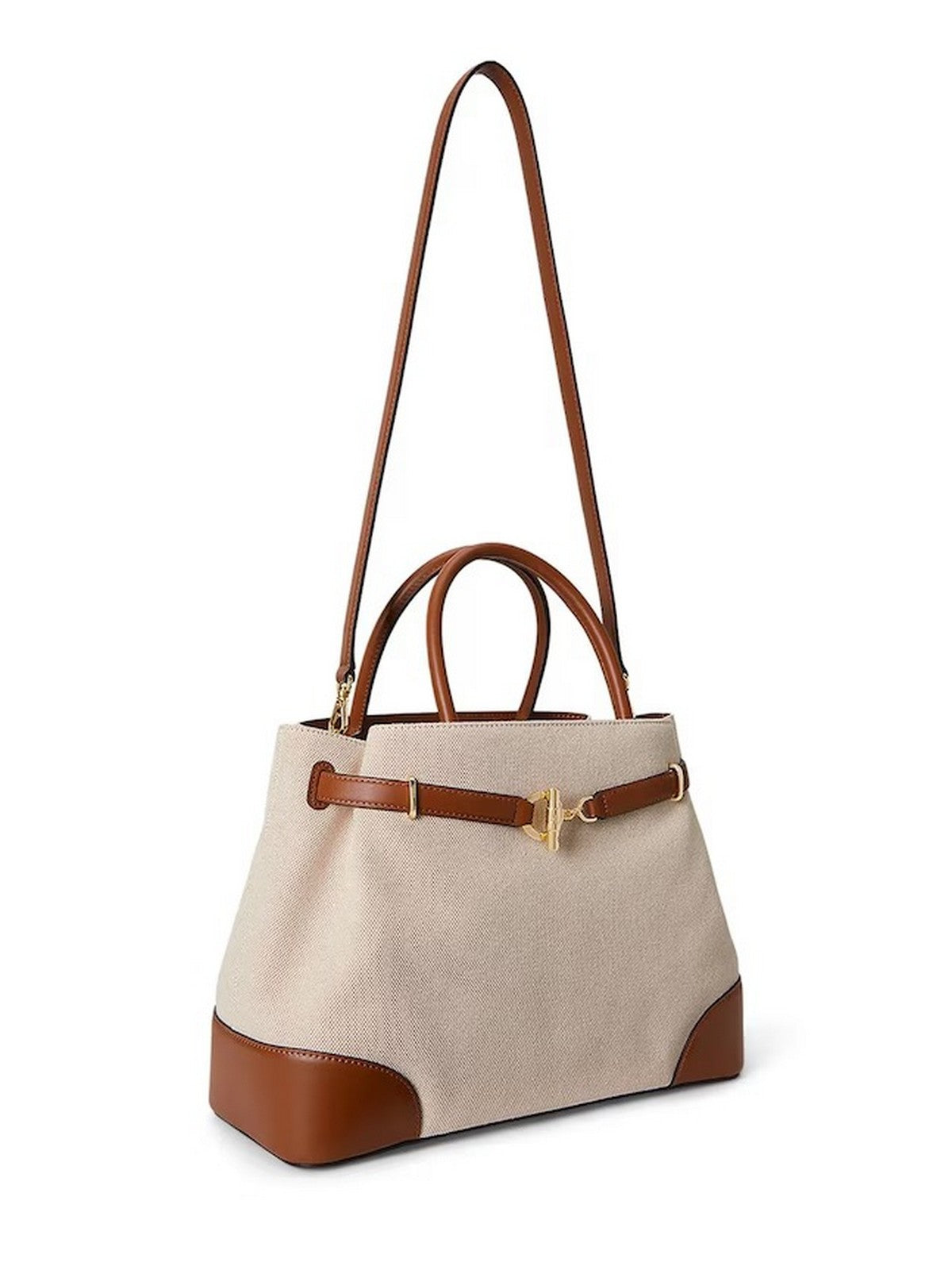 LAUREN RALPH LAUREN Borsa Donna BLKE LG SCHL-SATCHEL-LARGE 431P04296 005 NTRL/BUFF CANVAS/LAUREN TAN