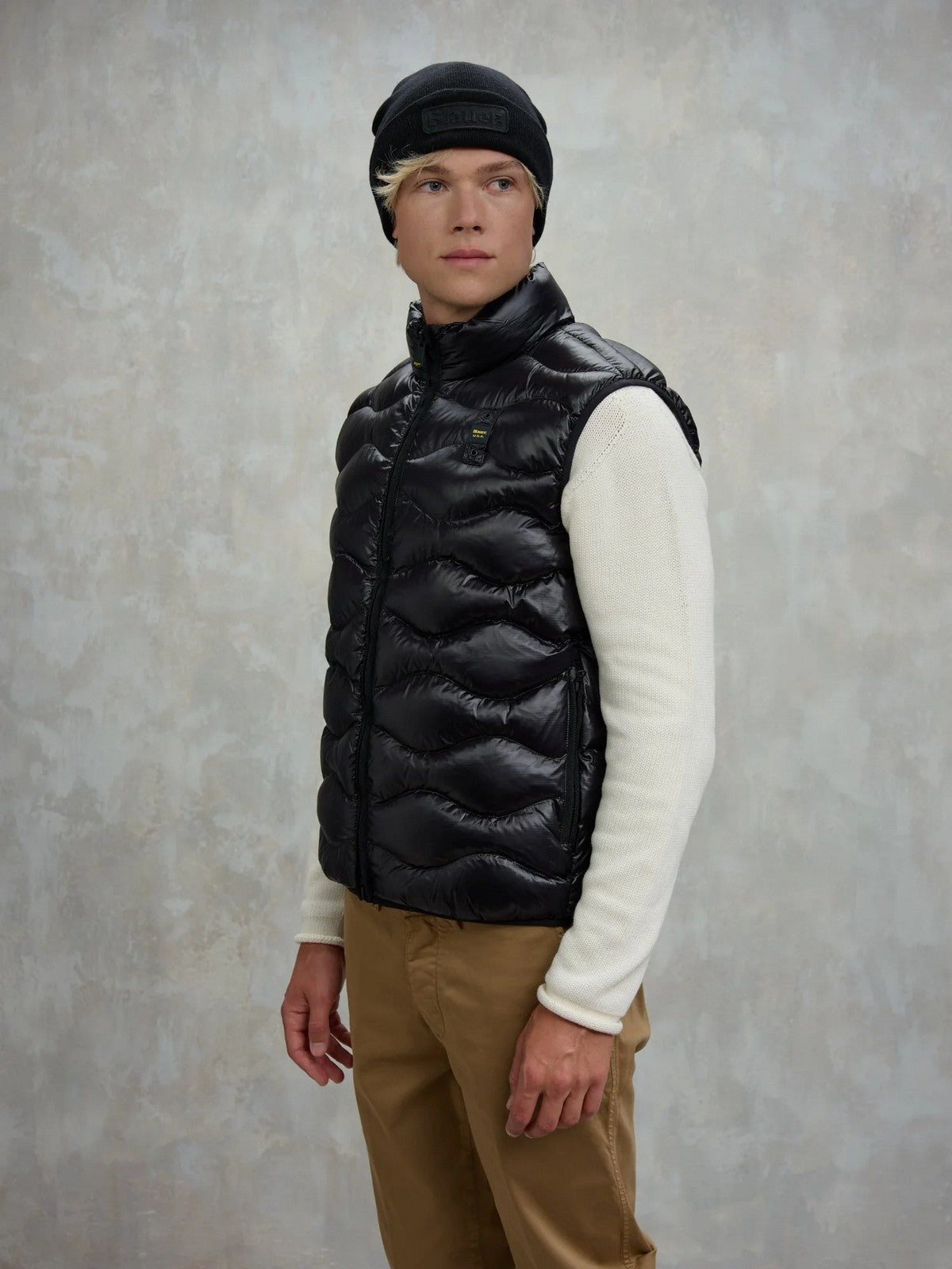 BLAUER Gilet Uomo DANNY 25WBLUX02081 005958 999EI NERO interno BEIGE 301