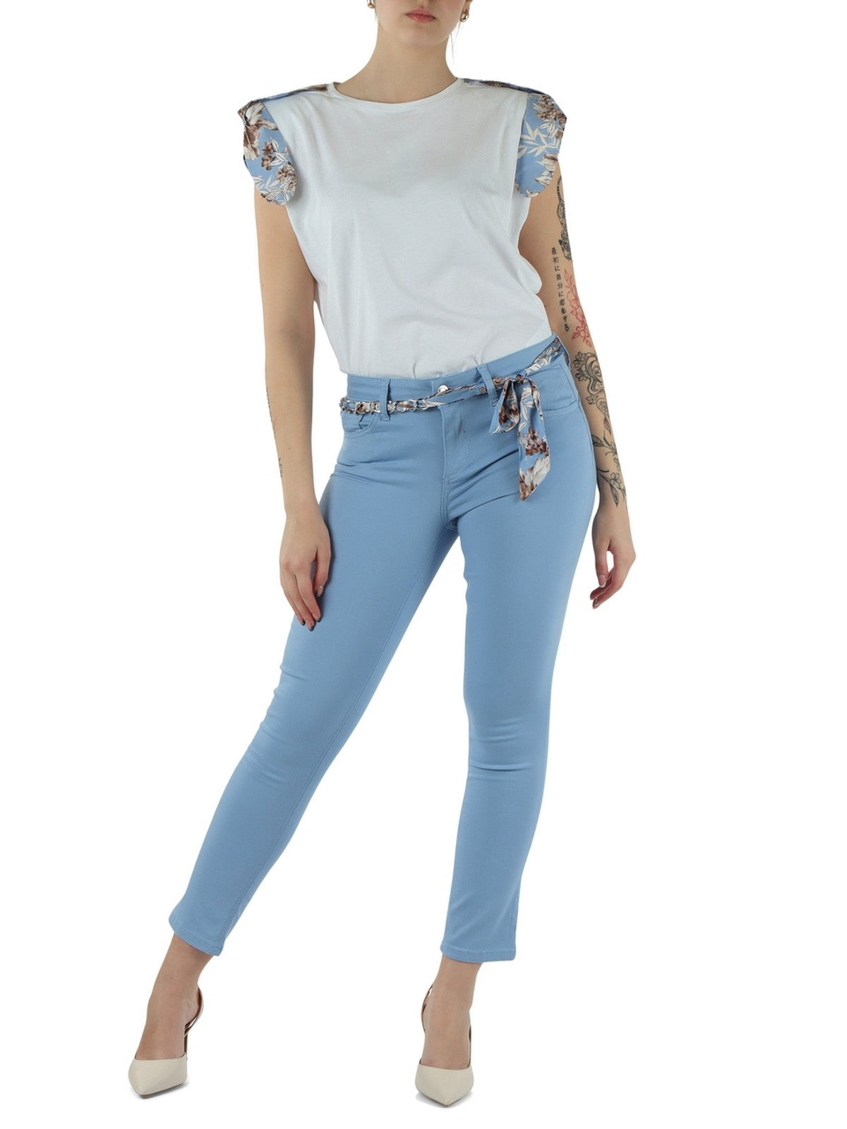 LIU JO WHITE Pantalone Donna  WA6260T367A P9258 Brig.blue wave flowe