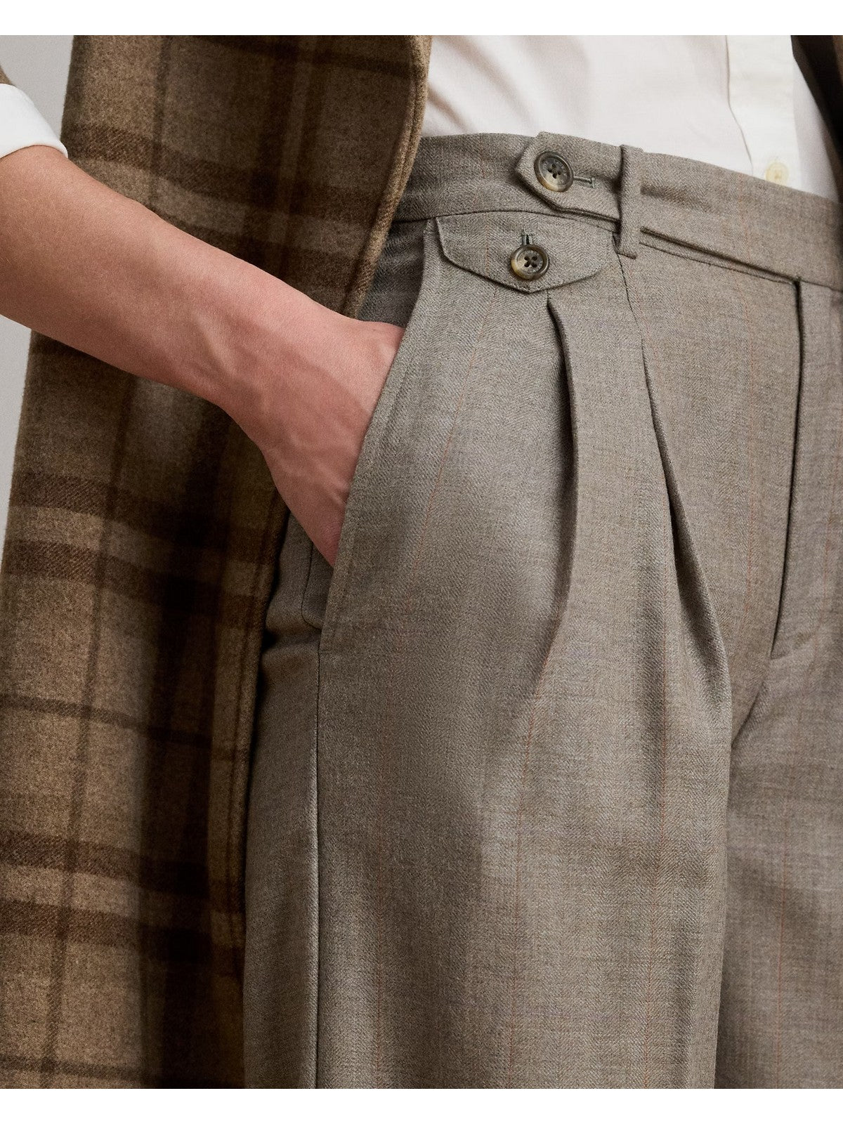 LAUREN RALPH LAUREN Pantalone Donna WILVA-FULL LENGTH-PLEATED 200979826 001 TAUPE/GREY MULTI