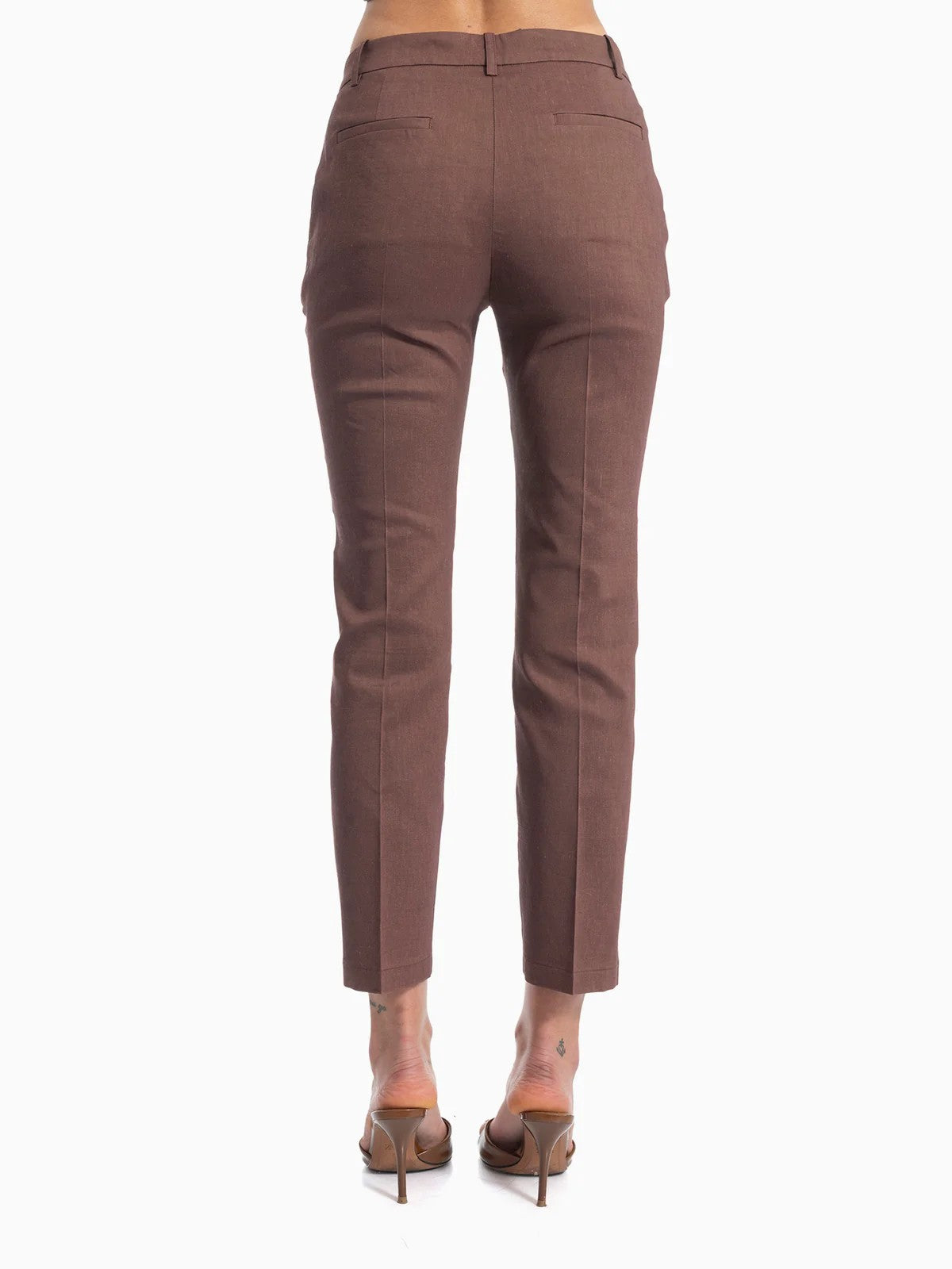 PINKO Pantalone Donna BELLO PANTALONE LINO STRETCH 100155-A34I L78 MARRONE TERRA X PIANTE