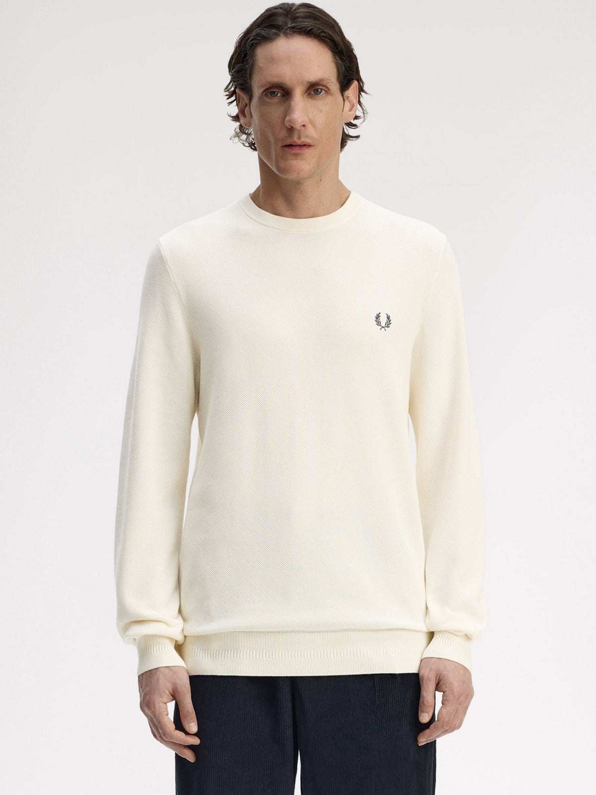 FRED PERRY Maglia Uomo FP PIQUE STITCH JUMPER FP-K1309-57 560 ECRU