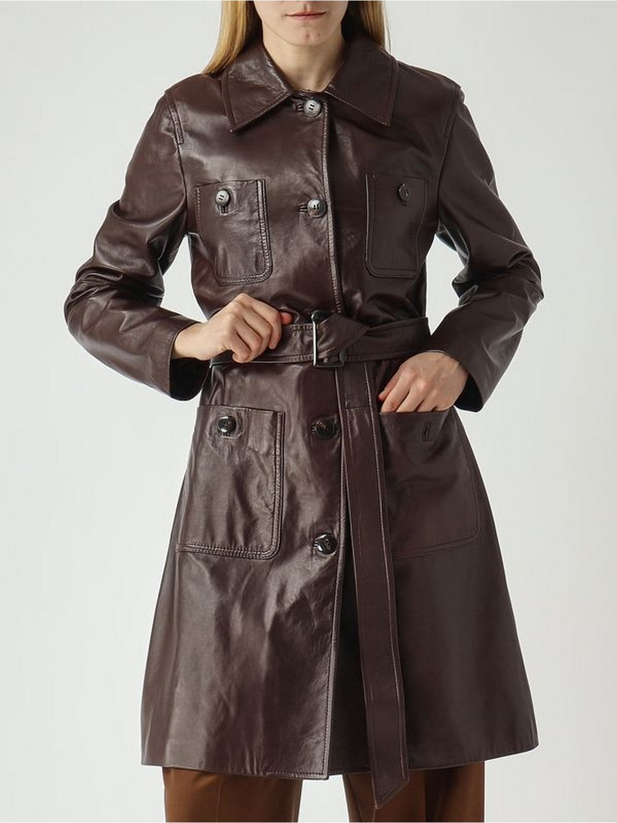 MAX MARA STUDIO Soprabito in pelle Donna MSTAMACA 2616471011600 002 Marrone
