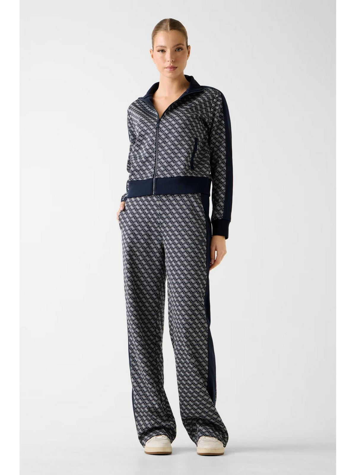 GUESS SPORT Pantalone Donna MAYA 4G WIDE LEG PANTS V6RB09 K2042 FJBB 4G JACQUARD MOON