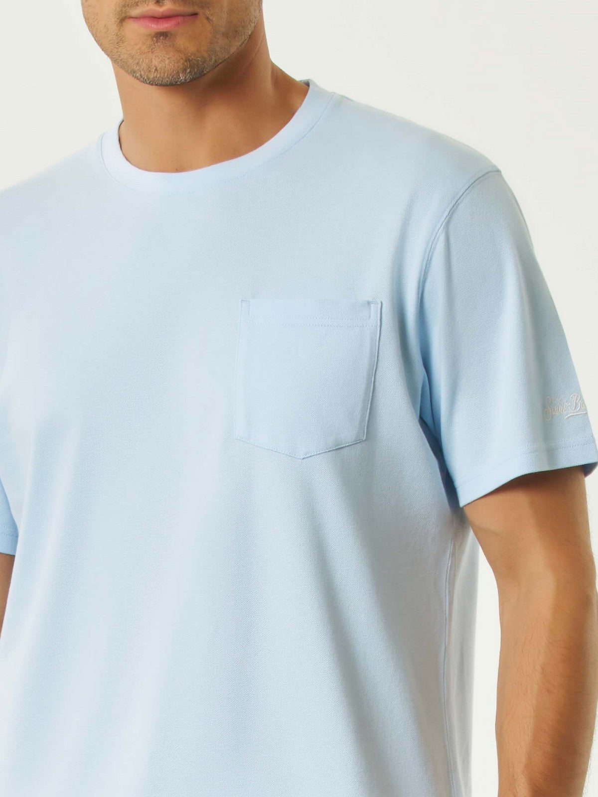 MC2 SAINT BARTH T-shirt Uomo  BAKEWELL 00132L PIQUET 31 LIGHT BLUE