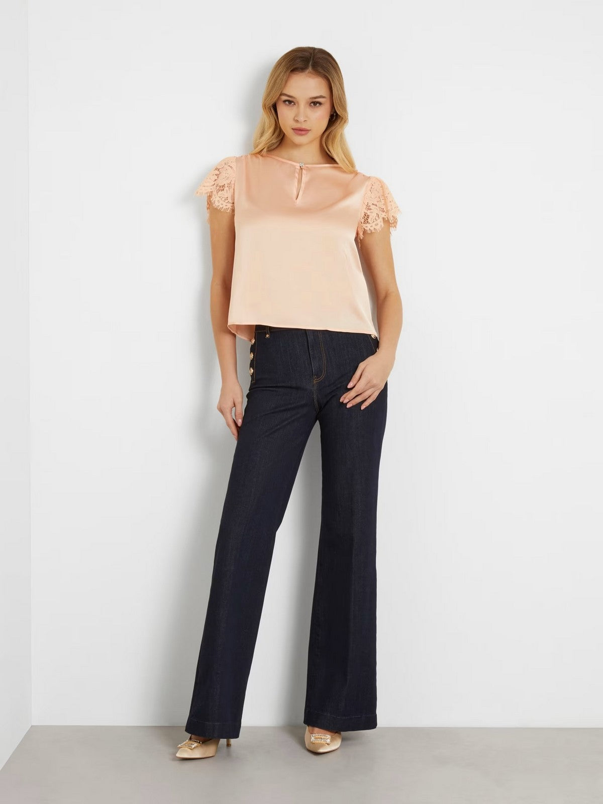 GUESS Top Donna Ss Guendalina Top W4GH86 WD8G2 G6J4 Rosa gioboutiqueweb