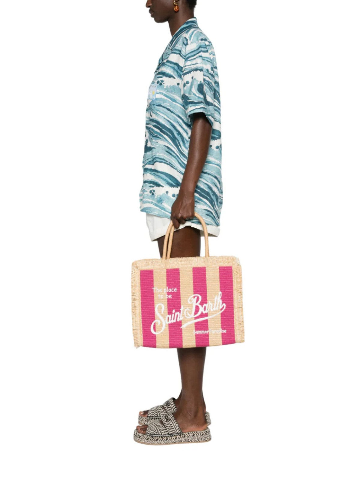 MC2 Saint Barth Woman Vanity Straw Bag n 00626f Rosa