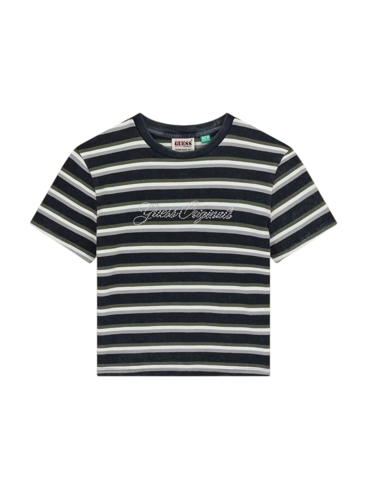 GUESS T-shirt Donna GO VINTAGE STRIPE BABY TEE W6RI41 J1314 SM0A SANDY SHORE MULTI ST