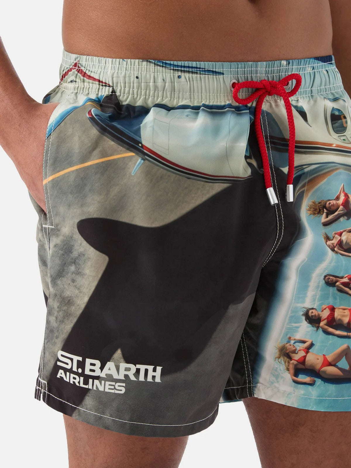 MC2 SAINT BARTH Costume da bagno Uomo  GUSTAVIA PLACED PRINT 01718L RD SB AIRLINES 01