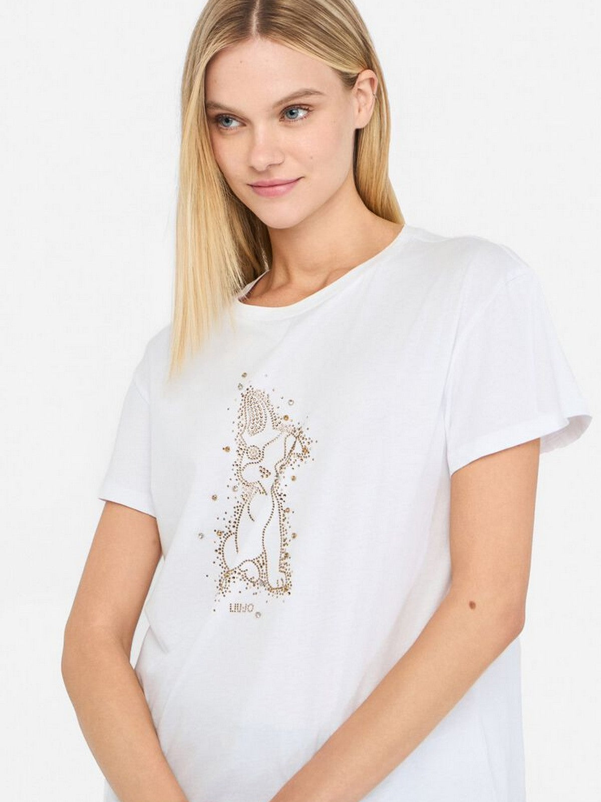 LIU JO WHITE T-shirt Donna  MF5412JS923 M9789 Bianco/dog fashion