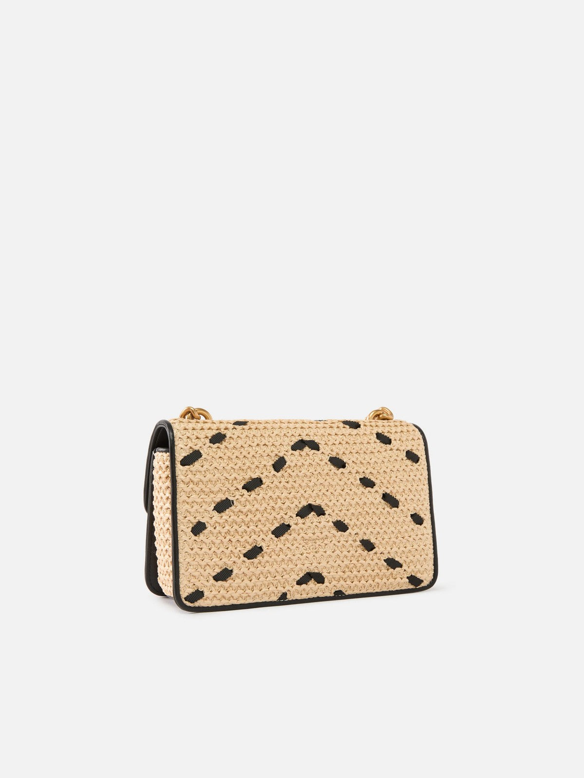 PINKO Borsa Donna LOVE ONE MINI LIGHT DC RAFIA + 104550-A1RL HZ3Q PAGLIA/NERO-ANTIQUE GOLD