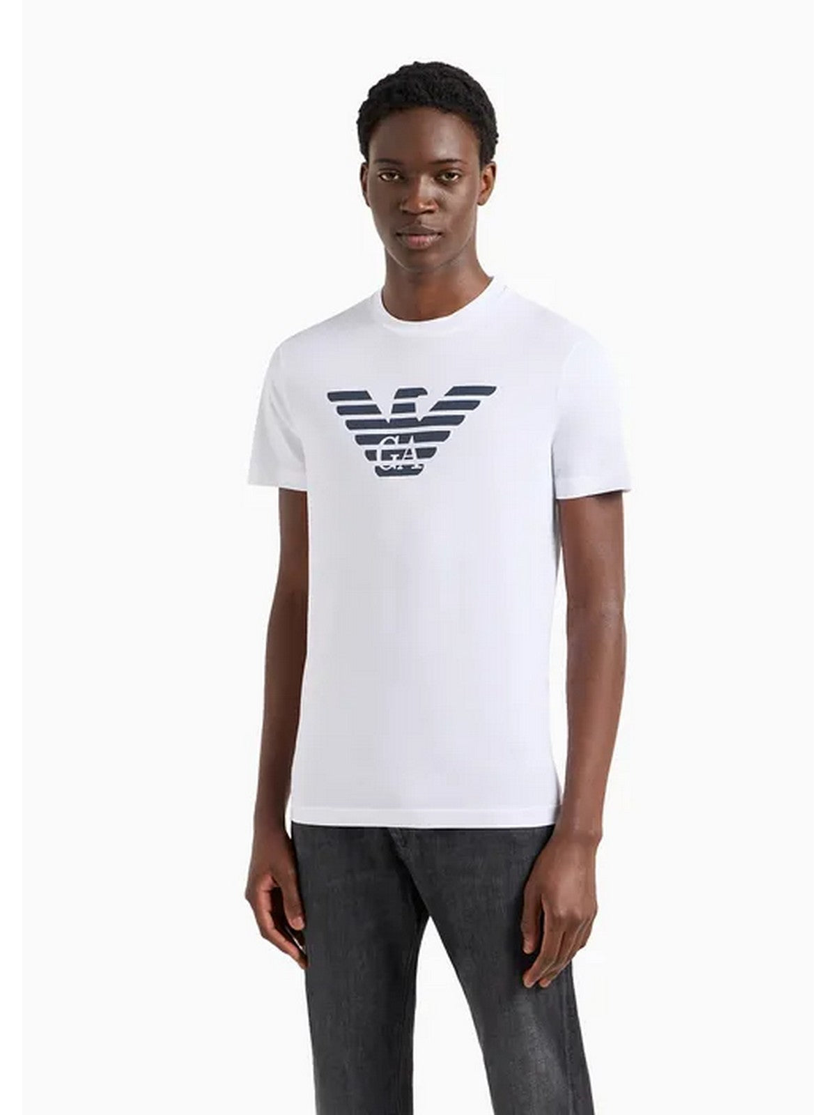 Emporio Armani T-shirts et pôle masculin 8n1tn5 1jpzz 0147 blanc