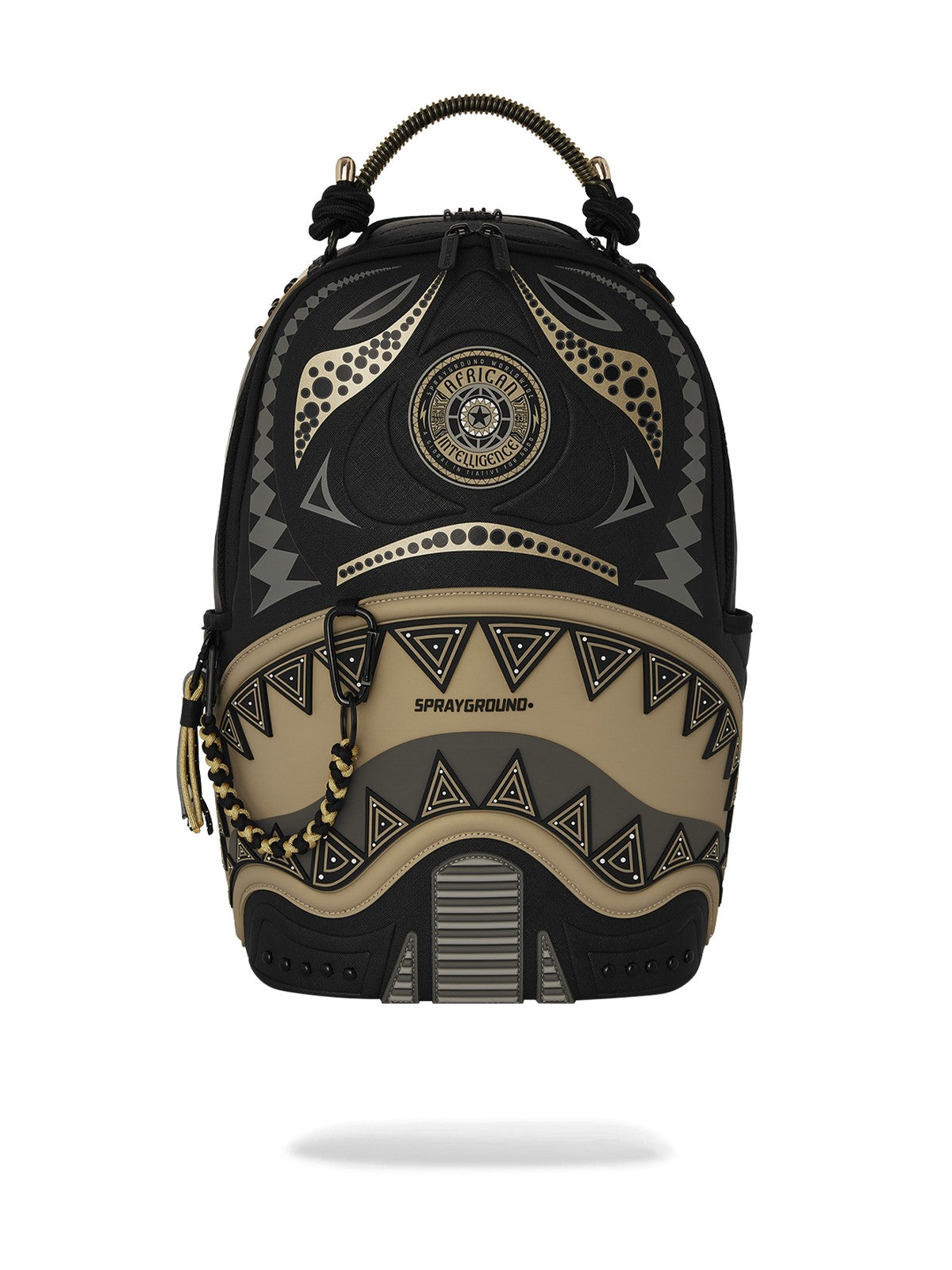 SPRAYGROUND Zaino Uomo AI WONDERLAND GOLD AND BLACK BACKPACK 910B7761NSZ Nero gioboutiqueweb