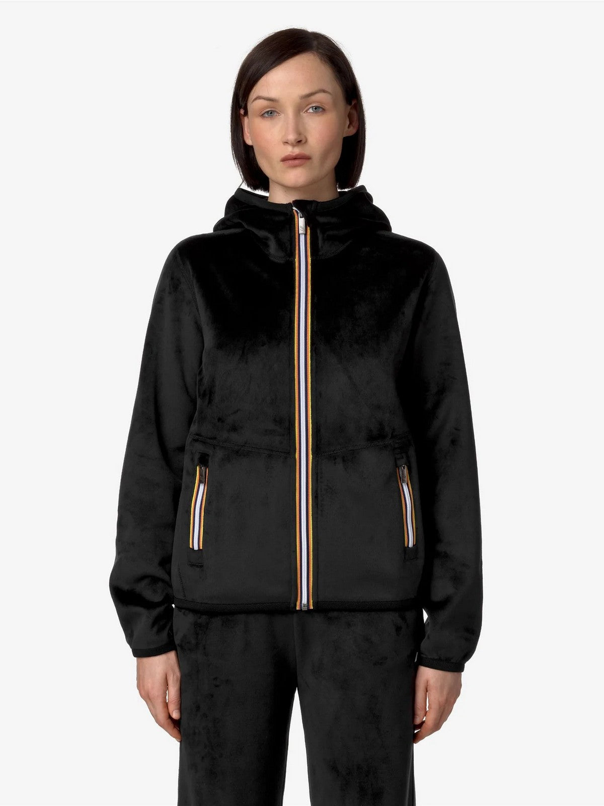 K-Way Women's Lily Velor Polar Double K8138NW Ava Black Jacket