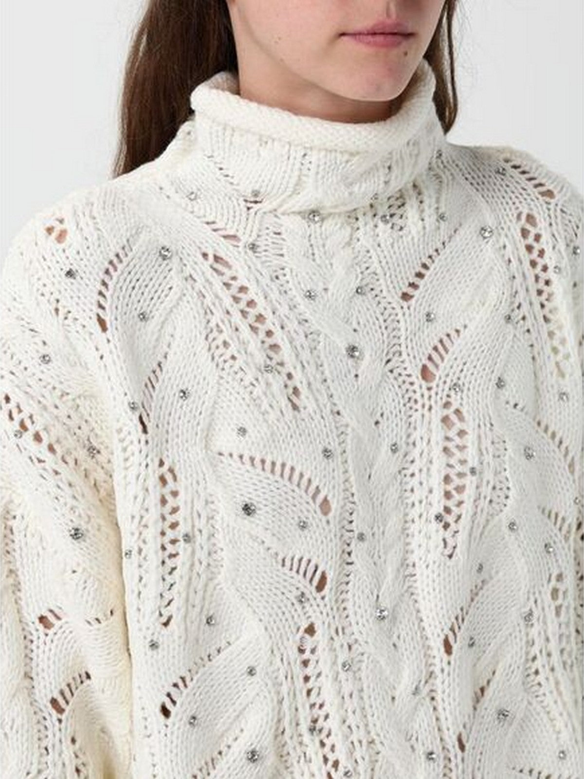 LIU JO WHITE Maglione dolcevita Donna  MF5451MA37R 10701 BIANCO LANA