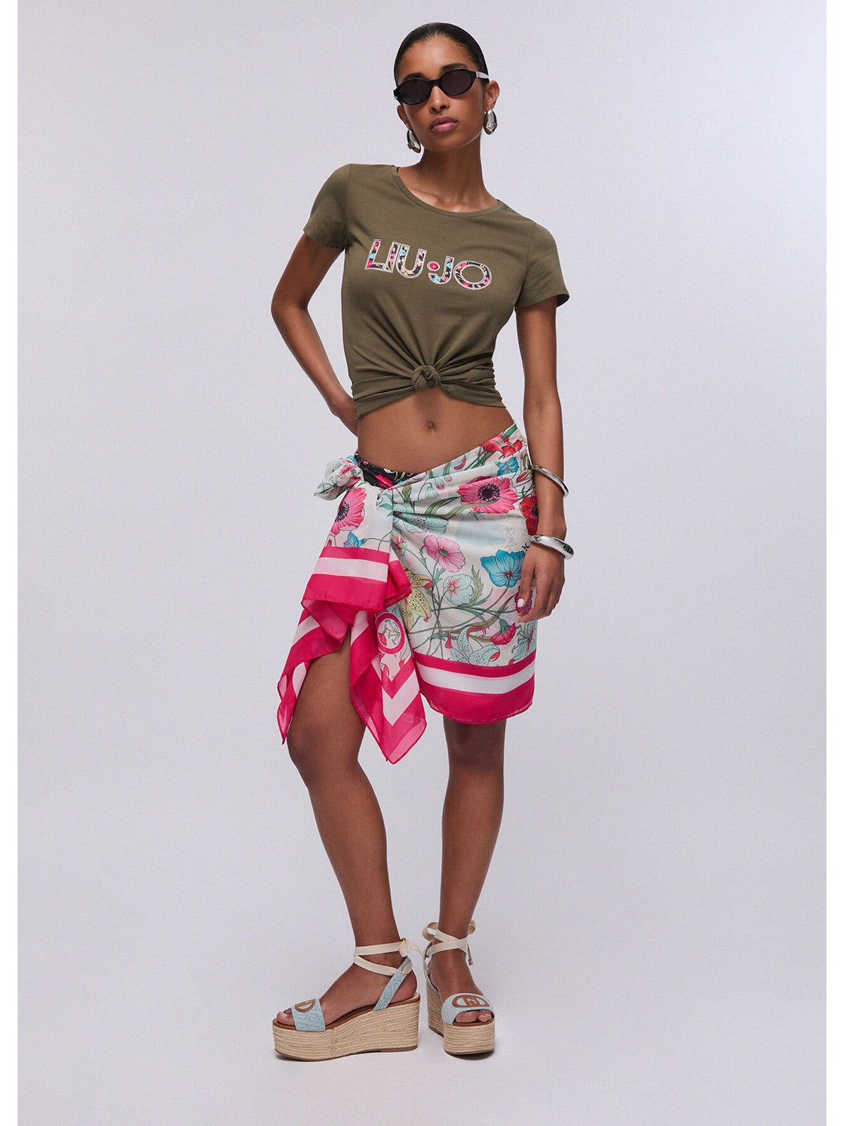 LIU JO BEACHWEAR T-shirt Donna  VA6169JS003 P9761 Sea turtle/flower