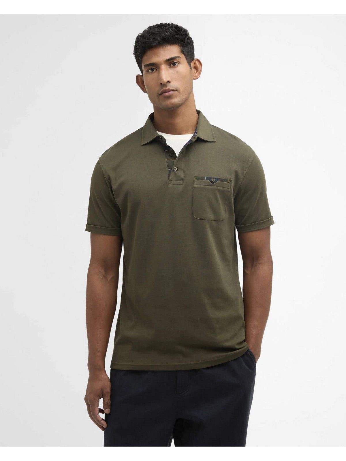 BARBOUR Polo Uomo PREMIUM CORPATCH TAILORED POLO MML1496 OL71 DARK OLIVE