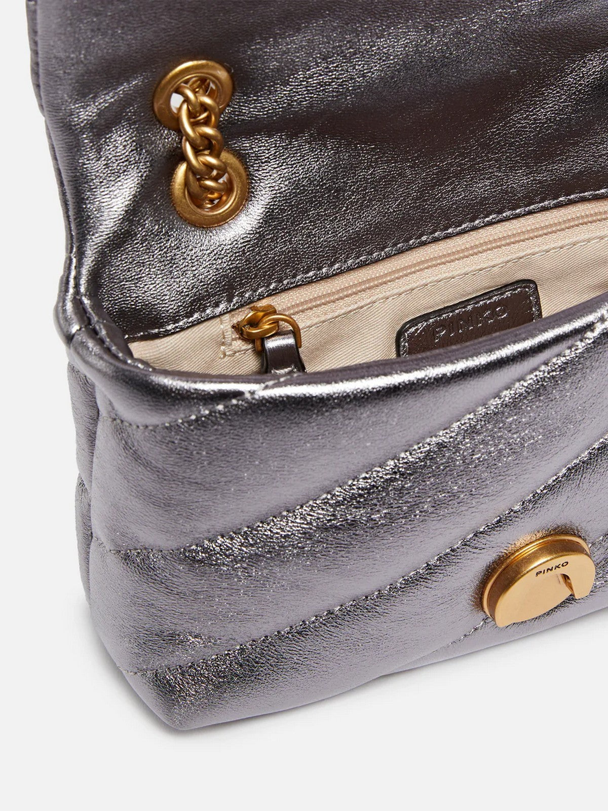 PINKO Borsa Donna Love Puff Baby Cl Sheep Nappa 100040-A360 IEHQ ANTRACITE-ANTIQUE GOLD