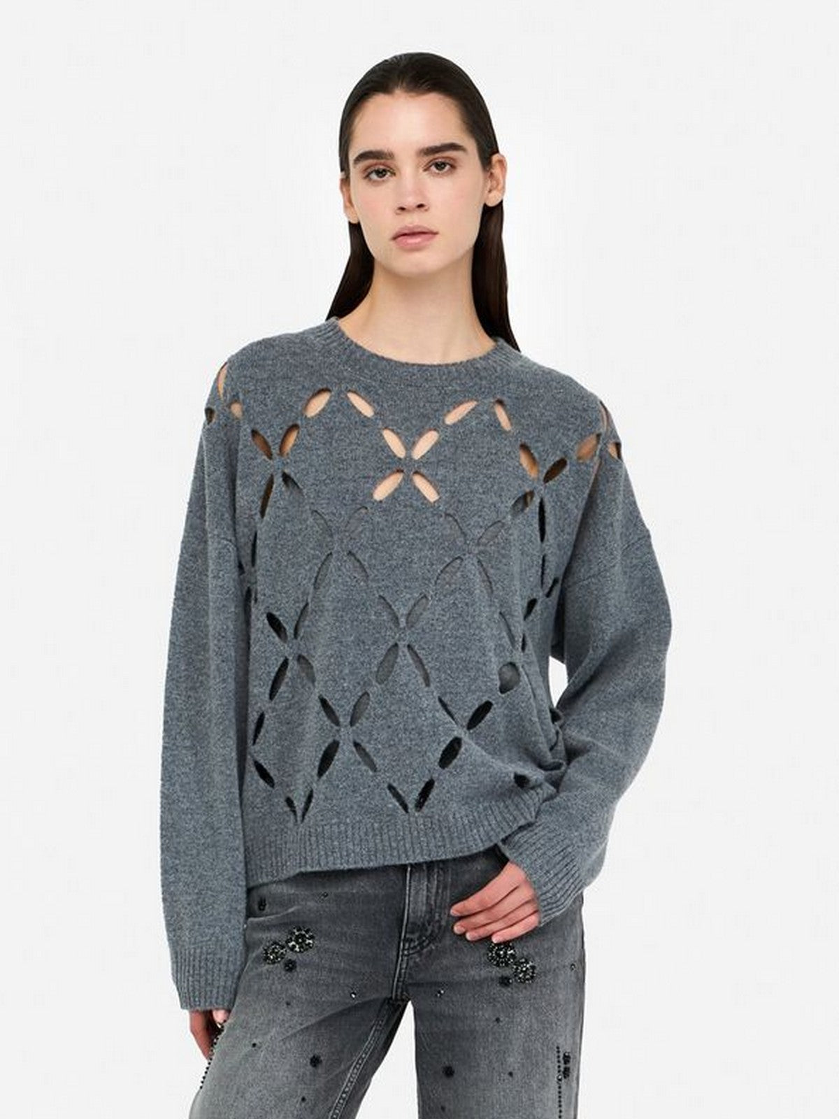 LIU JO WHITE Maglione Donna  MF5039MS009 02050 GRIGIO MD.MELANGE