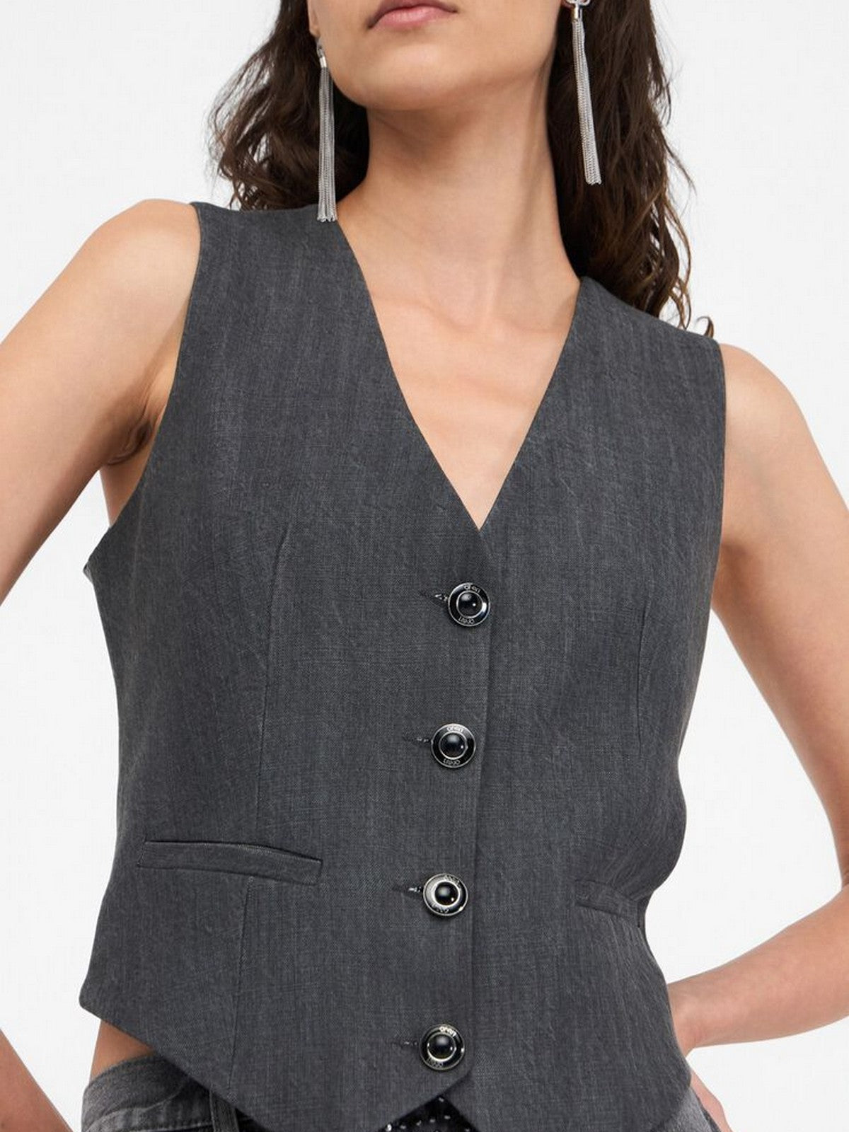 LIU JO BLUE DENIM Gilet Donna  UF5226D0266 87457 Den.Grey tailoring w