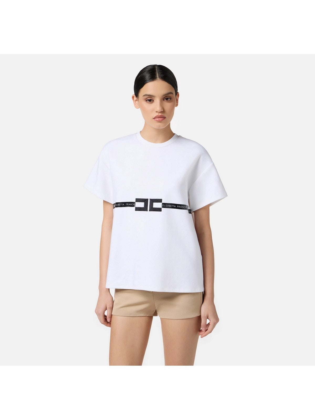 ELISABETTA FRANCHI T-shirt Donna  MA02256E2 270 GESSO gioboutiqueweb