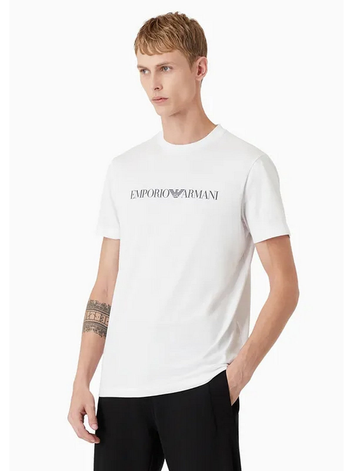 Emporio Armani camisetas y poste para hombres 8n1tn5 1jpzz 0146 blanco