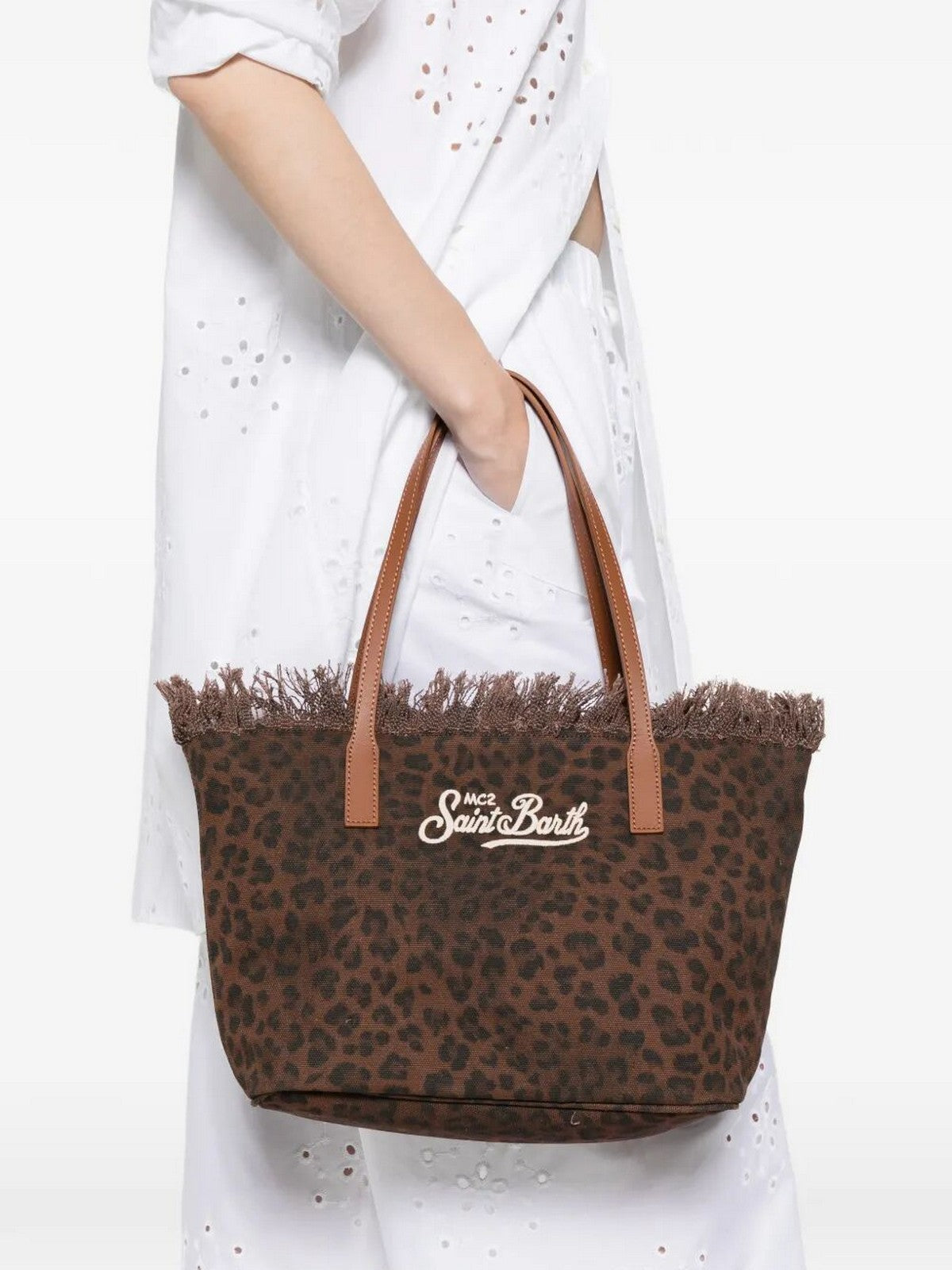 MC2 SAINT BARTH Borsa Donna  CITY BAG MID FRINGE 00588L CANVAS DARK LEOPARD 18 EMB