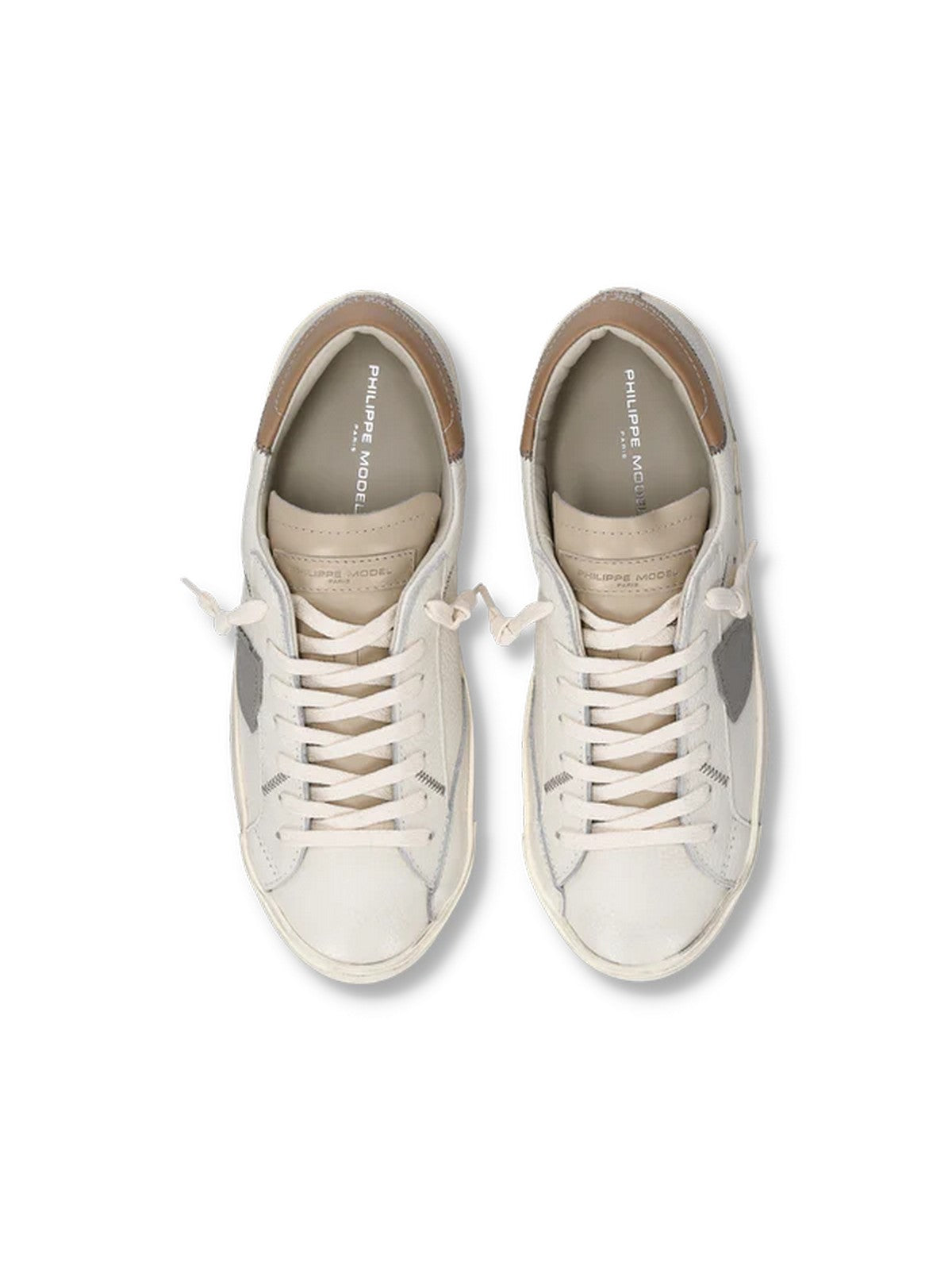 PHILIPPE MODEL Sneaker Uomo Prsx Low Man PRLU VZ01 VEAU CERF_LAIT MUD