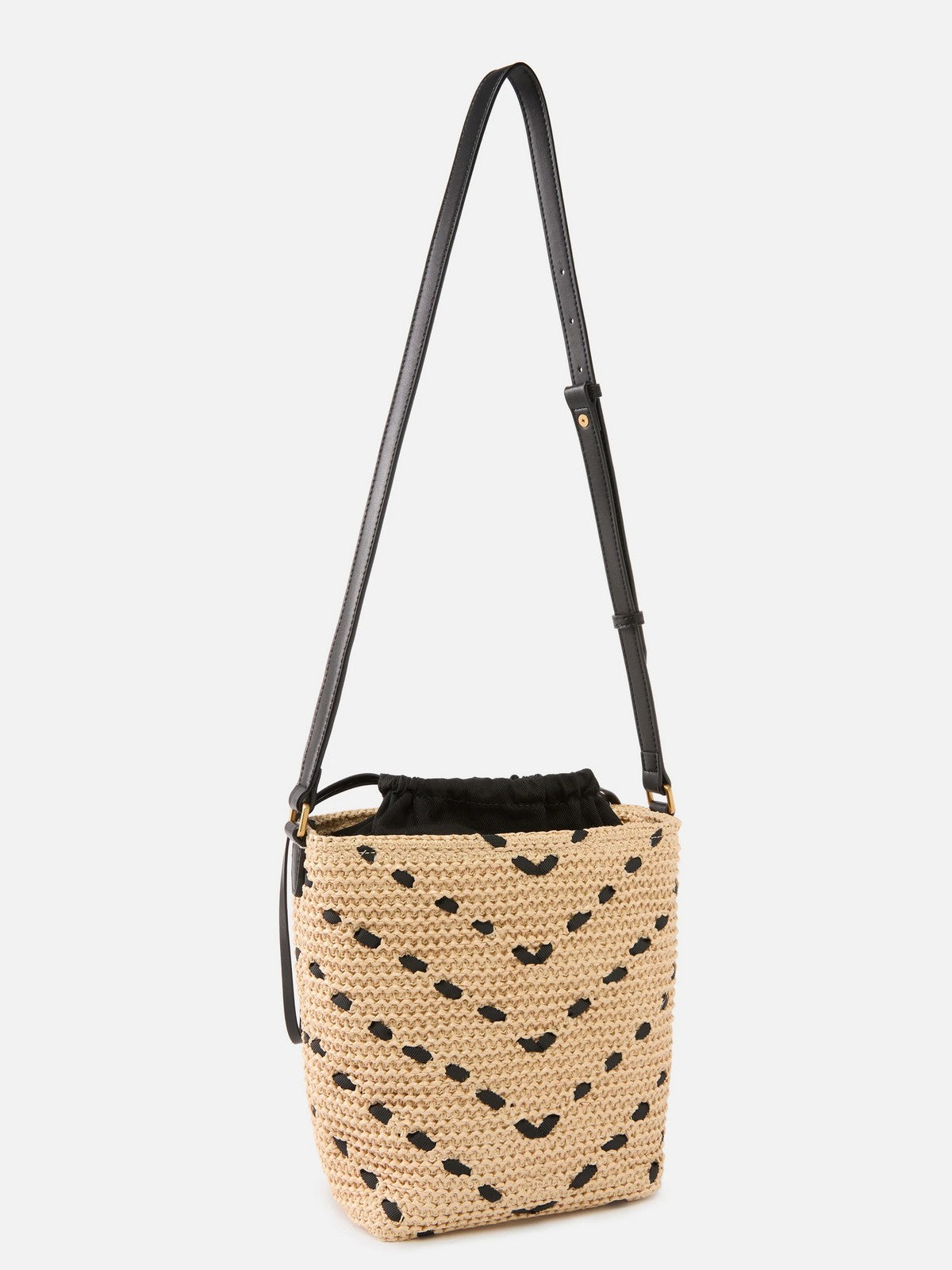 PINKO Borsa Donna BUCKET MINI CHEVRON RAFIA + VI 106835-A391 HZ3Q PAGLIA/NERO-ANTIQUE GOLD