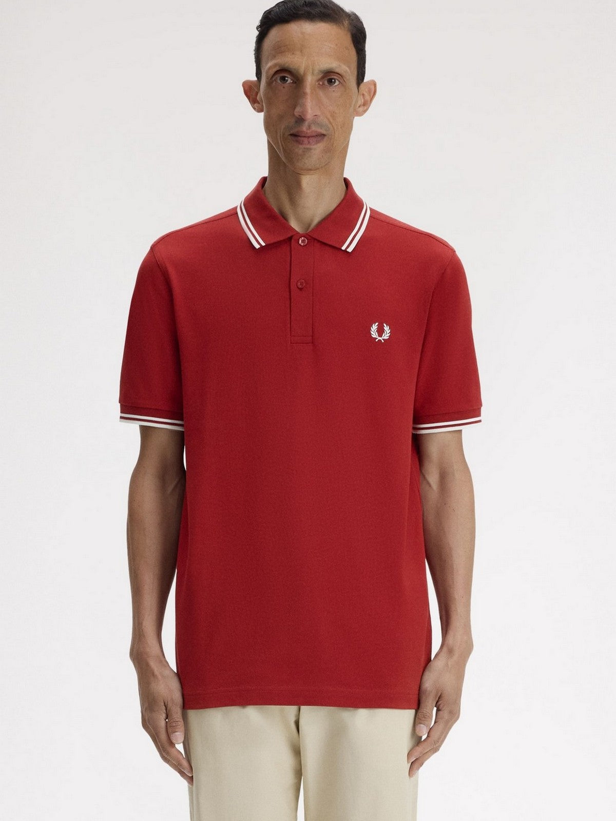 FRED PERRY Polo Uomo FP TWIN TIPPED FRED PERRY SHIRT FP-M3600P-57 07B BURNTRED/SNWHT