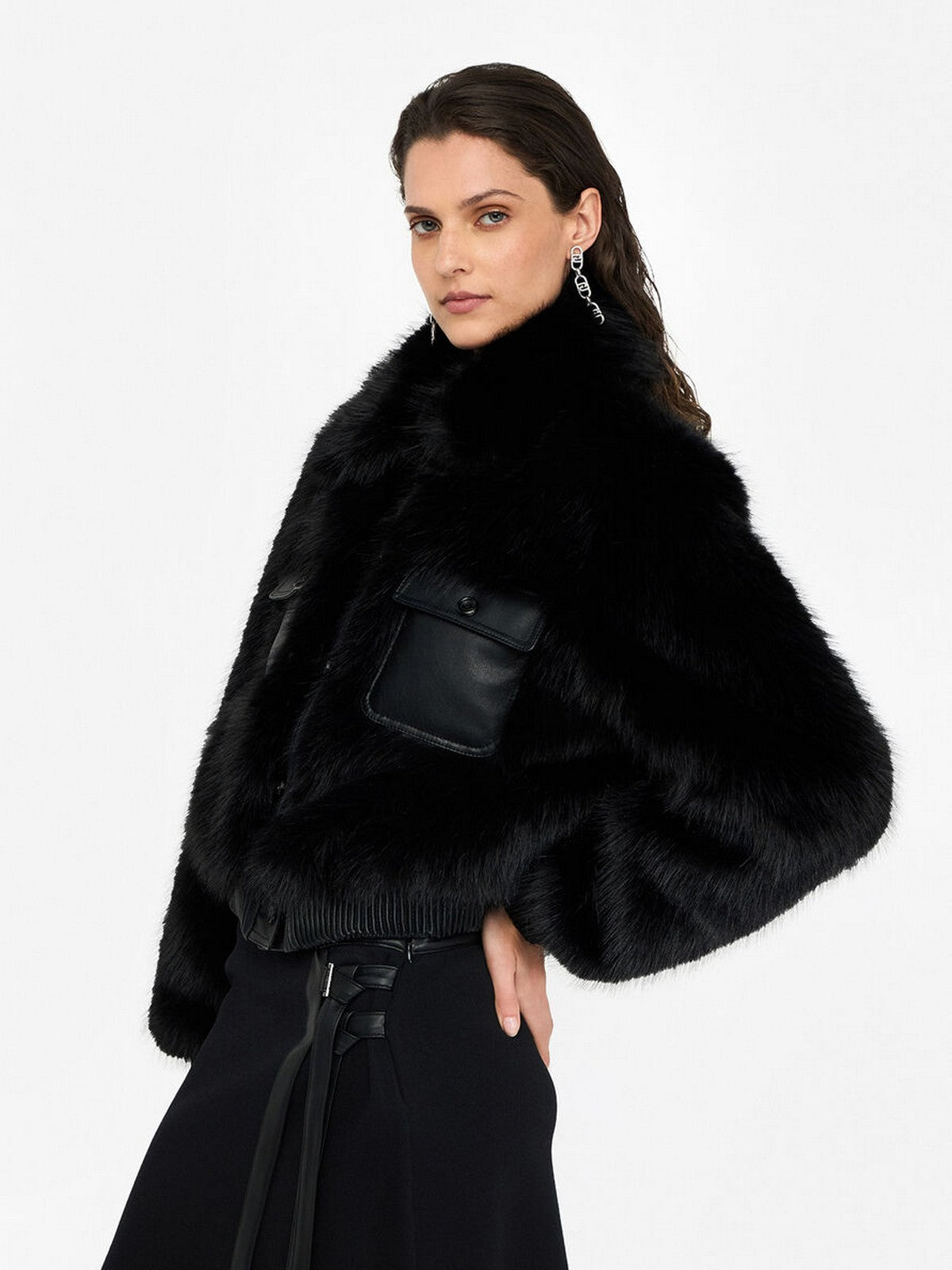 LIU JO BLACK Pelliccia Donna  CF5185E1037 22222 Nero