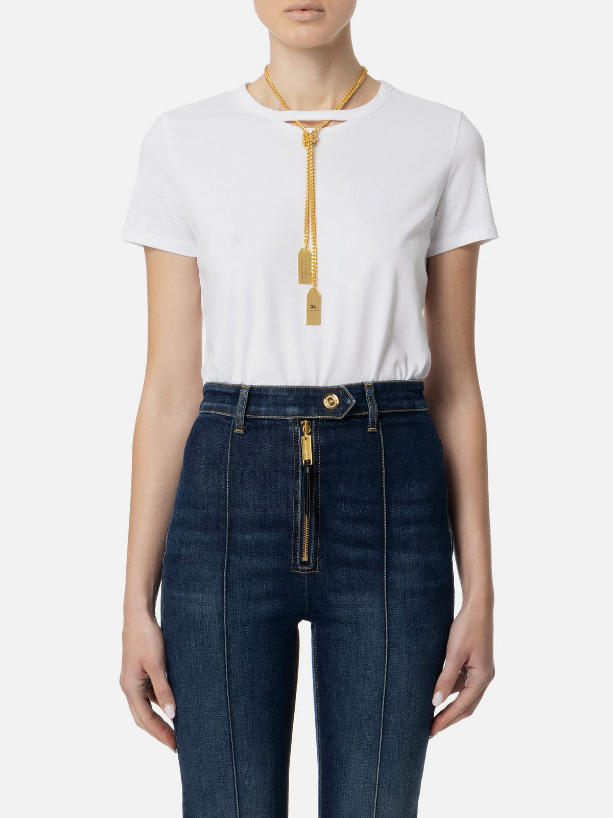 ELISABETTA FRANCHI T-shirt i typka MA00946E2 270 White