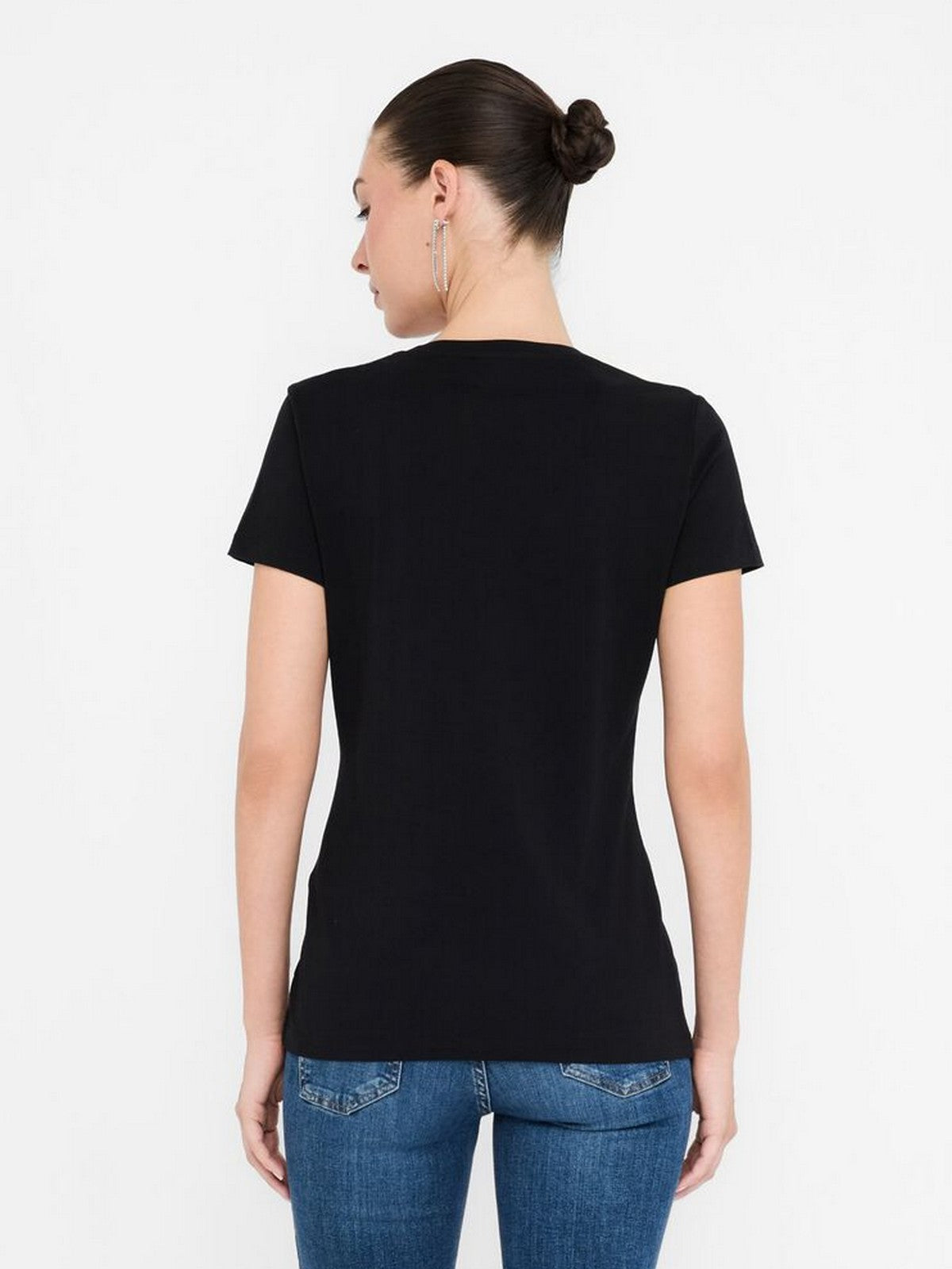 LIU JO BLUE DENIM T-shirt Donna  UF5266JS904 P9004 Nero fad.LiuJo silve