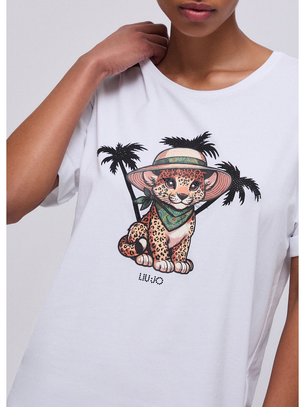 LIU JO BEACHWEAR T-shirt Donna  VA6170JS003 P9493 B.co/small leopard gioboutiqueweb
