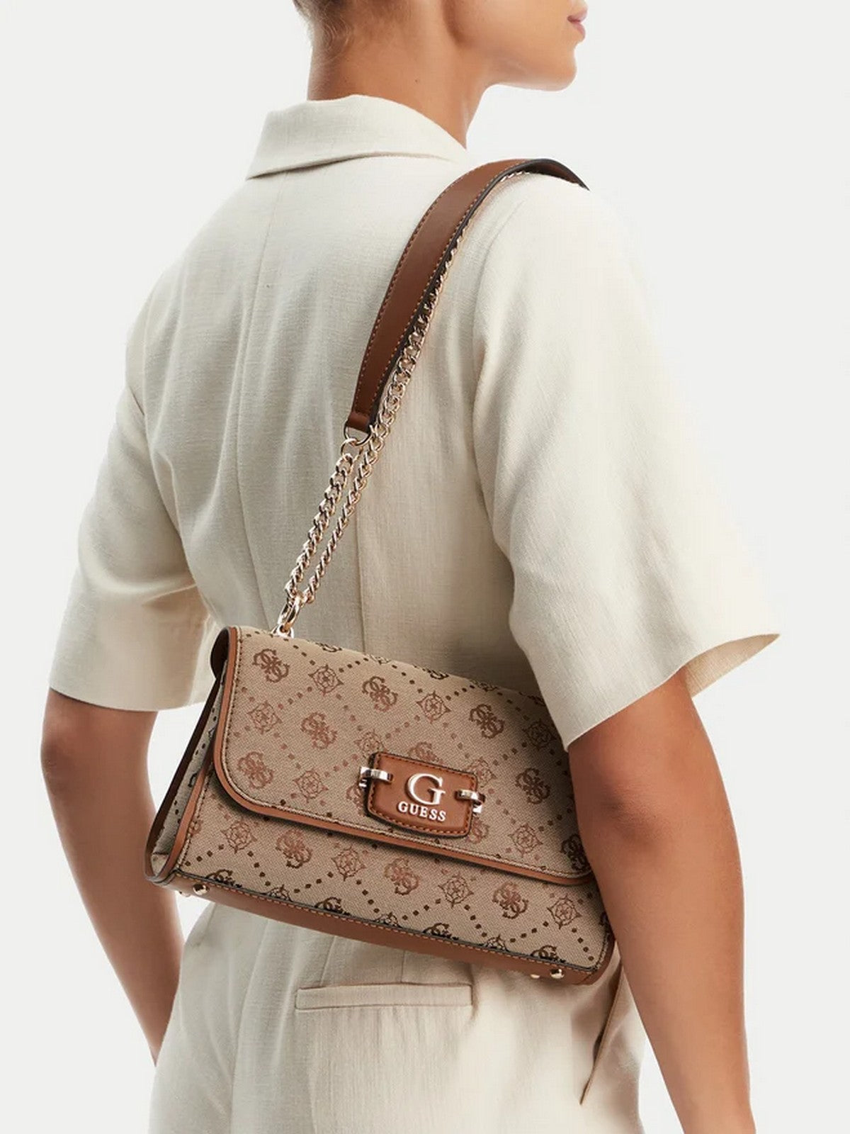 GUESS Borsa Donna NEDA CONVERTIBLE XBODY FLAP HWJP96 54210 LTL LATTE LOGO