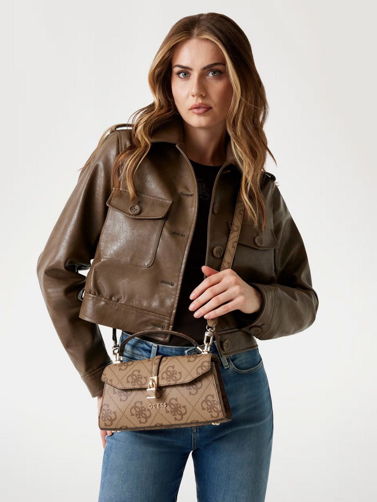 GUESS Borsa Donna QUEENSLAND TOP HANDLE FLAP HWOS96 55200 LTL LATTE LOGO