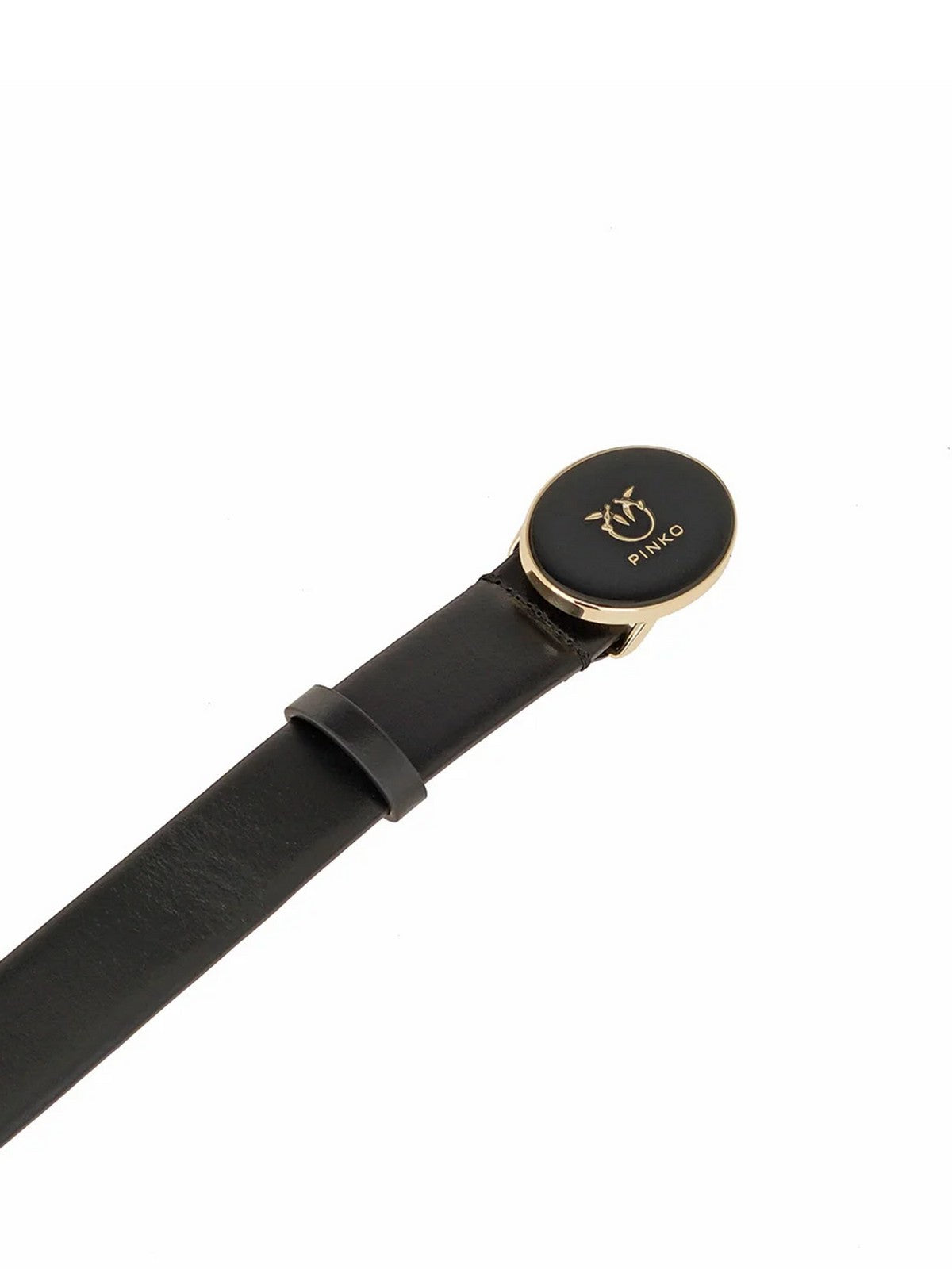 PINKO Cintura Donna ROUND ENAMEL H2,8 BELT.LOW VIT 105478-A2QL Z99Y NERO LIMOUSINE-ORO