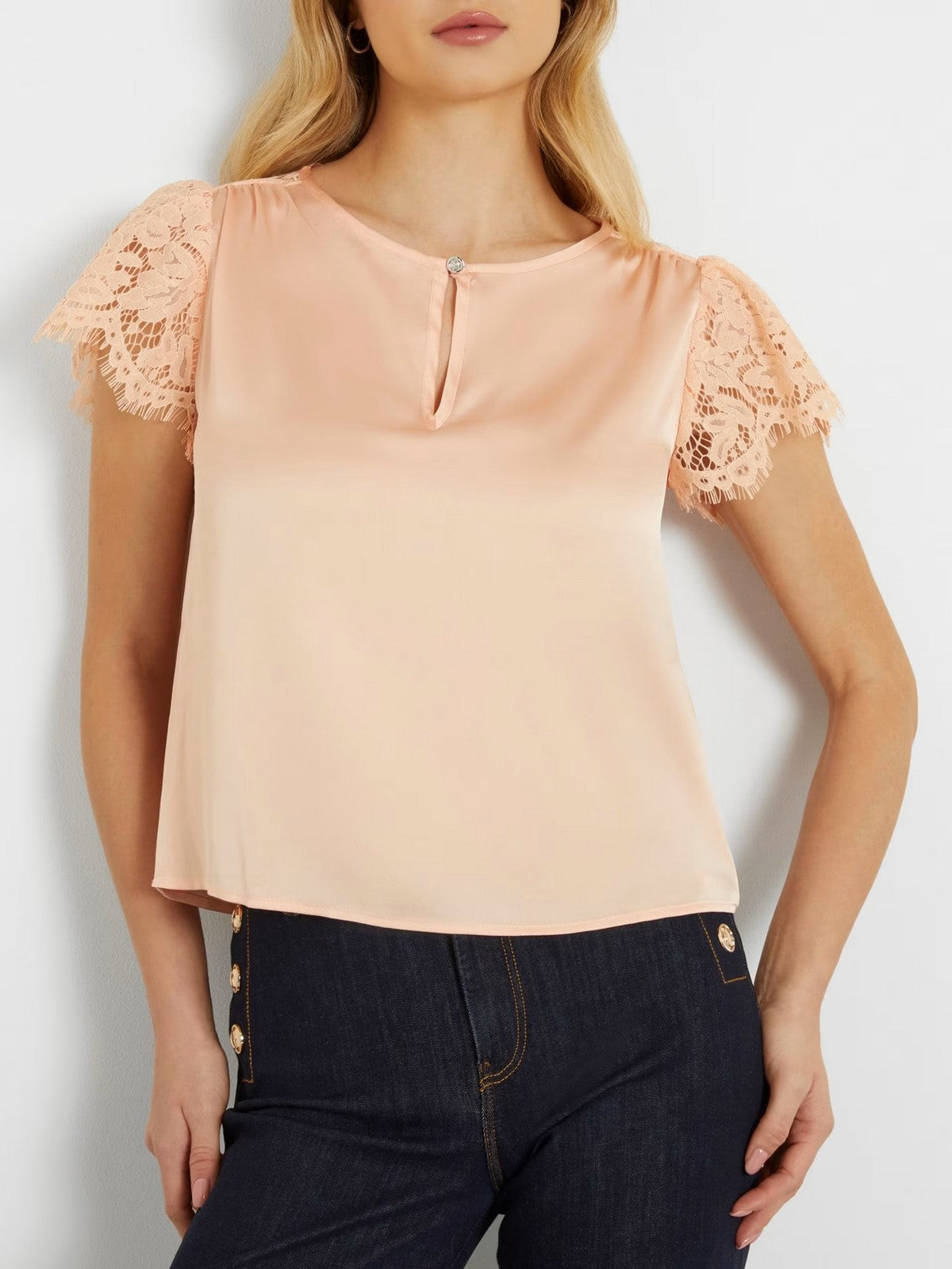 GUESS Top Donna Ss Guendalina Top W4GH86 WD8G2 G6J4 Rosa gioboutiqueweb