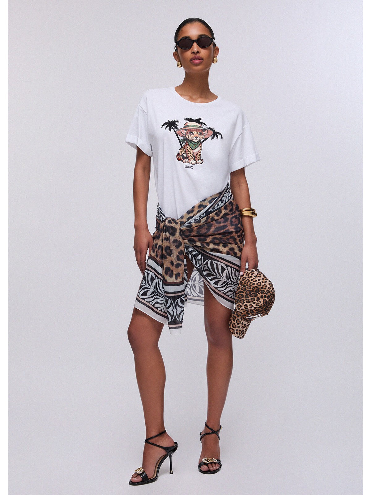 LIU JO BEACHWEAR T-shirt Donna  VA6170JS003 P9493 B.co/small leopard gioboutiqueweb