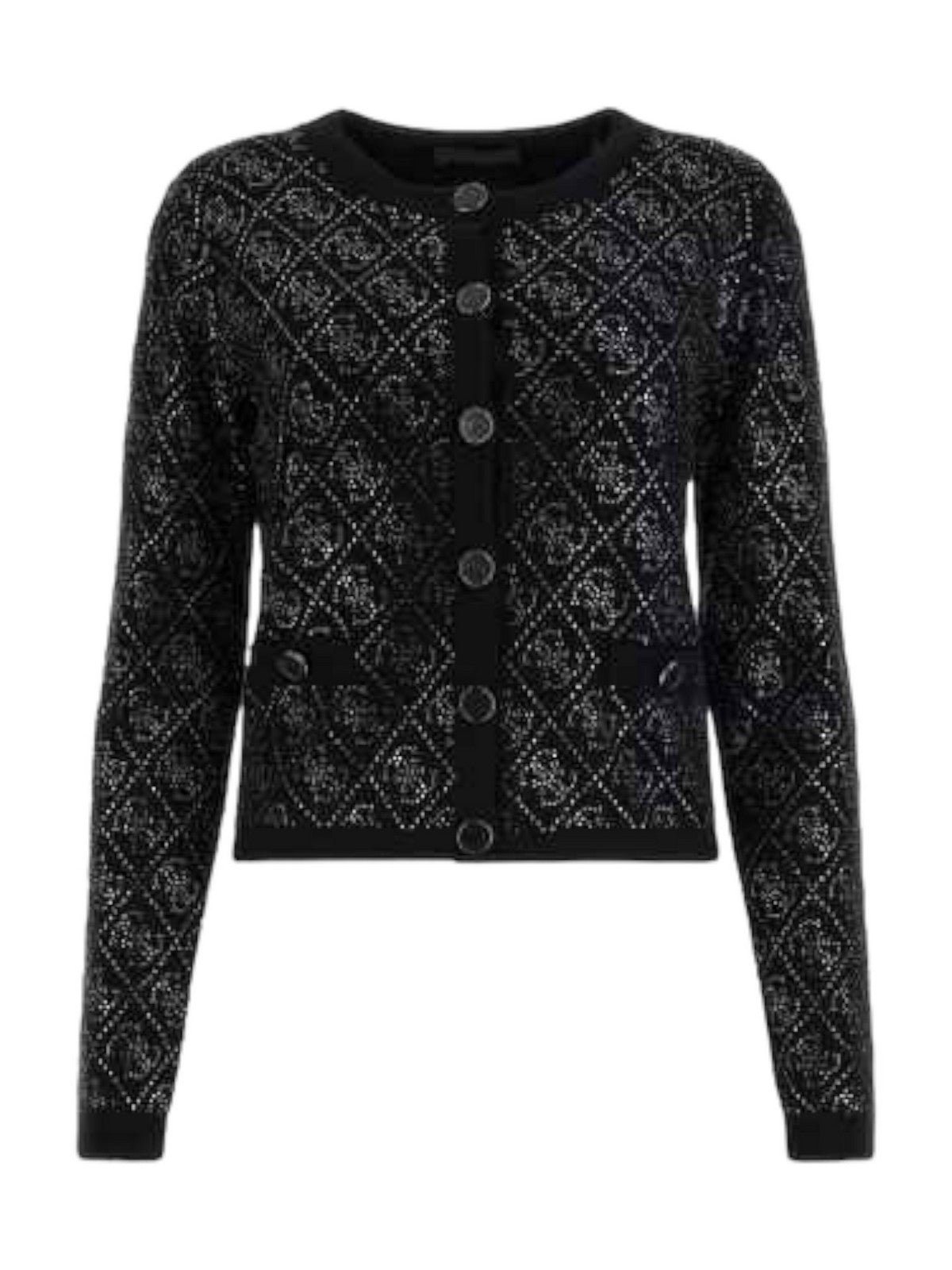 Guess Cardigan Woman Paige 4G Stones LS Cardi Swr W4YR25 Z3FN0 JBLK BLACK