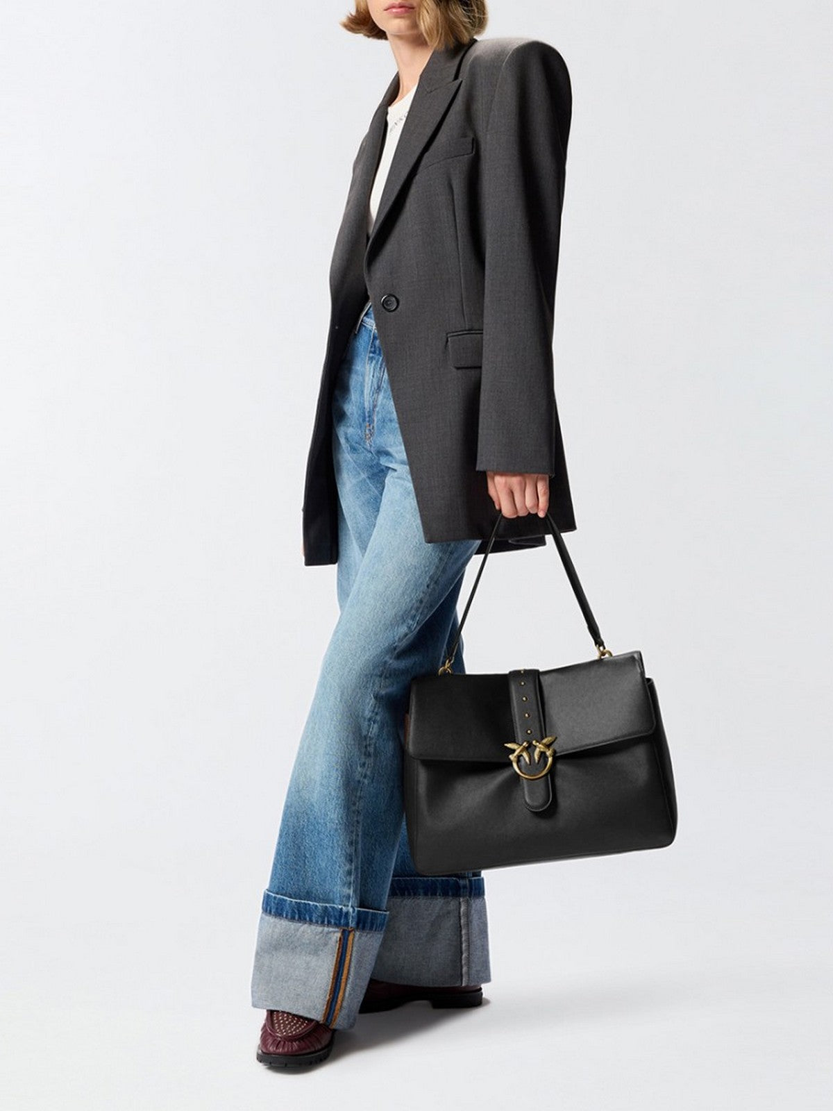 PINKO Borsa Donna LOVE ONE EXTRA SLOUCHY VITELLO 105067-A0QO Z99Q NERO-ANTIQUE GOLD